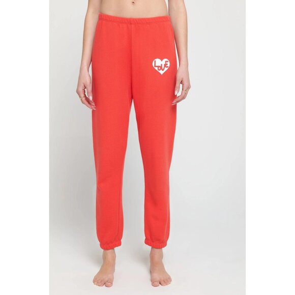 Spiritual Gangster Women's Love Heart Luna Sweatpants Ruby Red Medium New - Picture 1 of 5